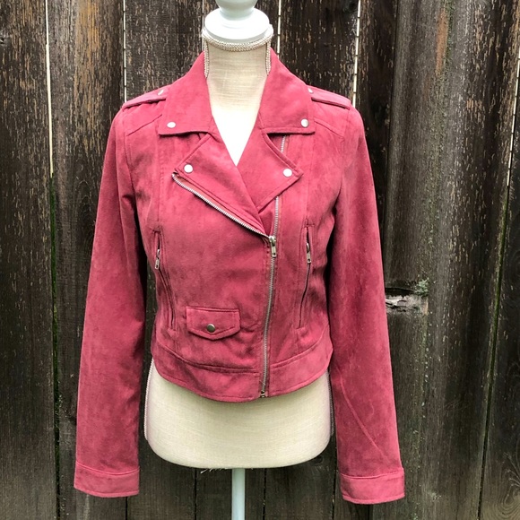 New Look Jackets & Blazers - New Look Moto Pink Faux Suede Moto Jacket